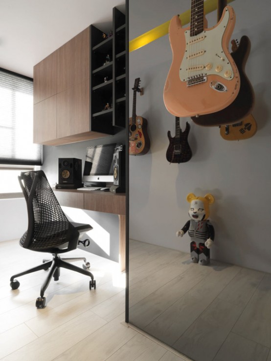 Black And White Minimalist Apartment With Pops Of Yellow Black And White Minimalist Apartment With Pops Of Yellow
