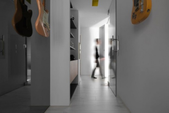 Black And White Minimalist Apartment With Pops Of Yellow Black And White Minimalist Apartment With Pops Of Yellow