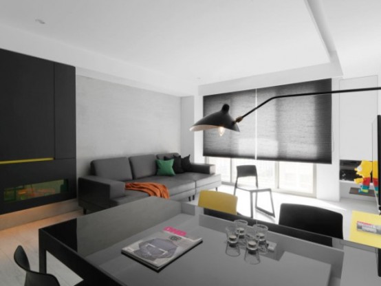 Black And White Minimalist Apartment With Pops Of Yellow Black And White Minimalist Apartment With Pops Of Yellow