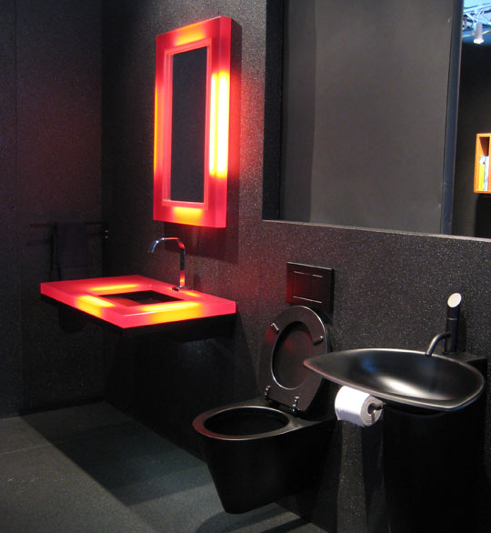 Bathroom designs red and black