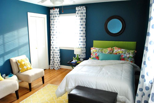Blue Bedroom With Colorful Accents