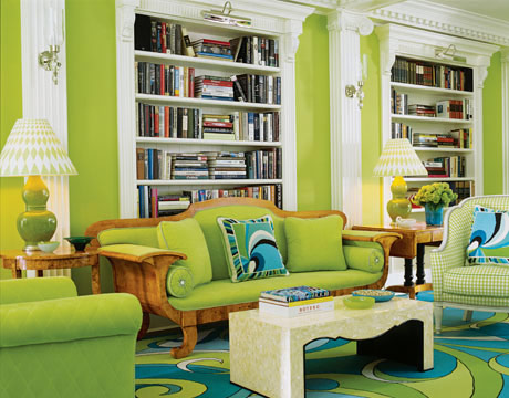 Living Room on Bright Green Living Room
