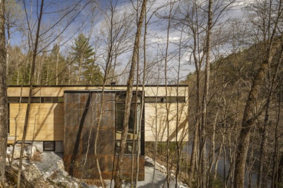 Cantilivered Lake Cottage With Airy White Oak Interiors Cantilivered Lake Cottage With Airy White Oak Interiors