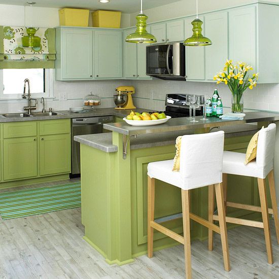 Cheerful Summer Interiors: 50 Green and Yellow Kitchen Designs - DigsDigs