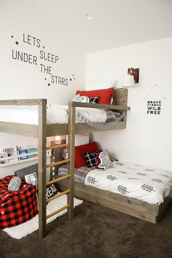 teen shared rooms inviting chic bunk bed beds diy bedroom build boy loft built plans boys project digsdigs custom lumberjack