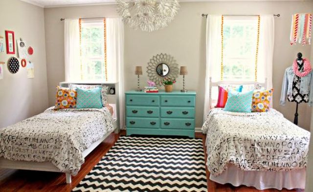 shared teen rooms bedroom bedrooms chic farm diary inviting reveal tour decorating sharing twin beds makeover cute decor adolescentes curtains