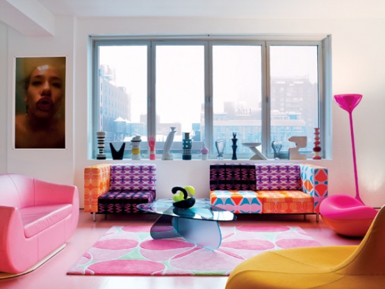Living And retro room Design Ideas Room DigsDigs Bright  decor diy Colorful 111