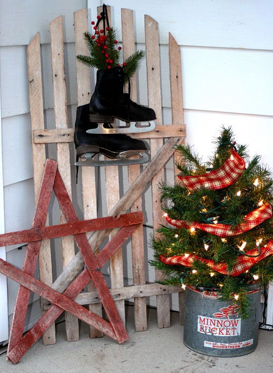 Primitive/Country Burlap Snowman w/ Candy Cane 16" Christmas Tree Decor 