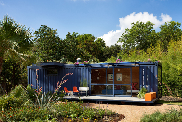 Container Guest House With Floor-To-Ceiling Glass Doors and Windows by 