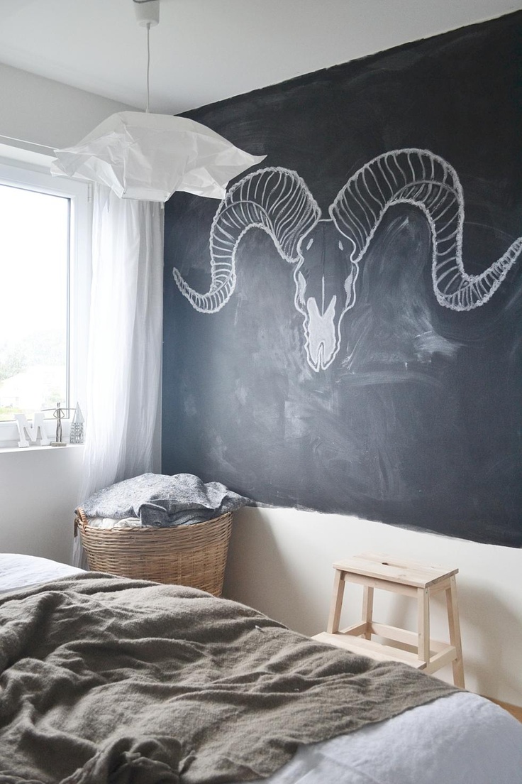 Simple Bedroom Chalkboard Wall for Large Space