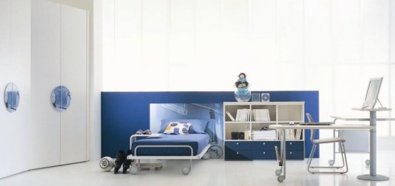 Cool White-Blue Kids Bedroom