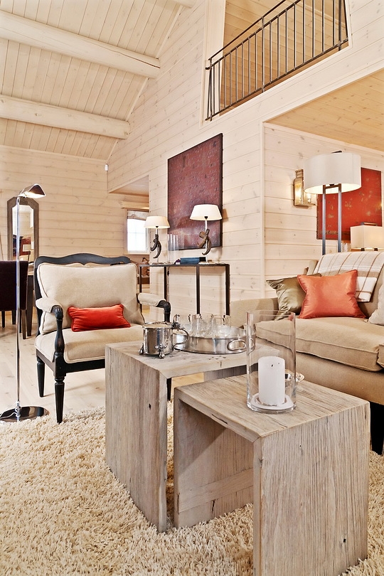 Cozy And Inviting Beige Interior With Lots Of Wood