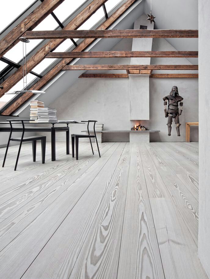 wood whitewashed wooden attic floors living flooring decor beams dinesen dining floor walls modern grey interior cozy rooms washed studio
