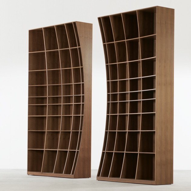 Creative Sculptural Bookcase In Two Halves DigsDigs