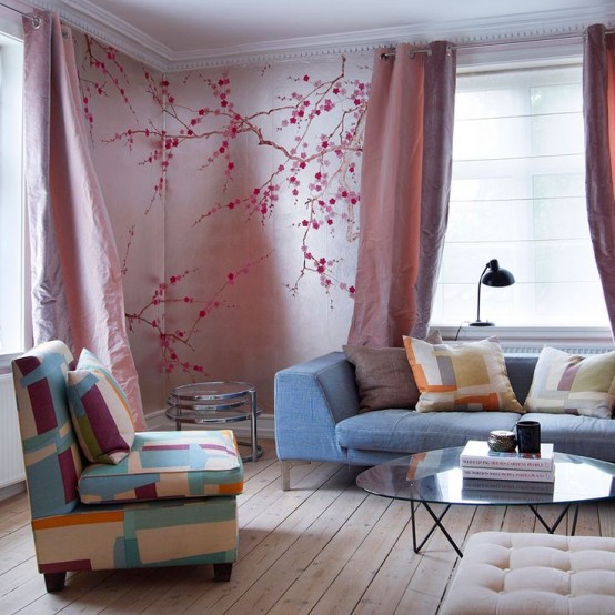 cherry blossom decor japanese spring bedroom korean wallpapers blossoms delicate painting fabrics digsdigs feel decals gournay living visit interior