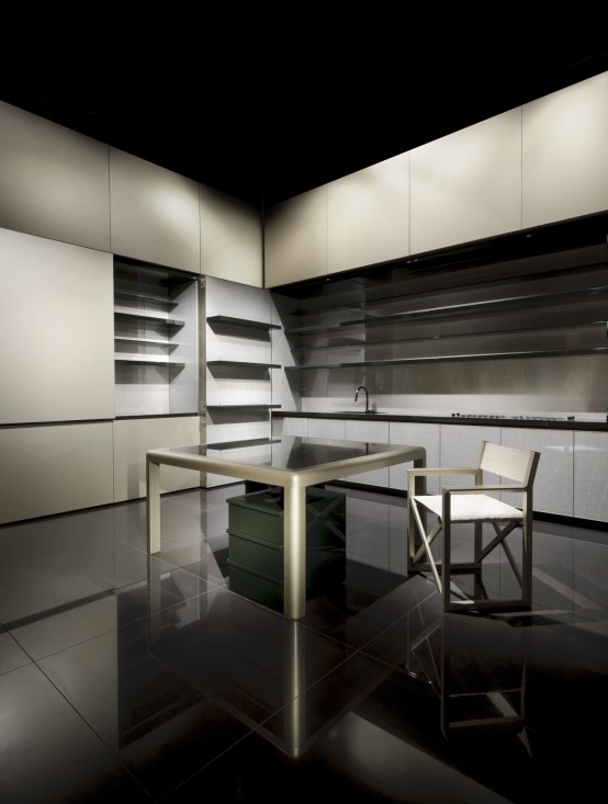 Disappearing Sleek And Polish Kitchen Design By Armani Casa