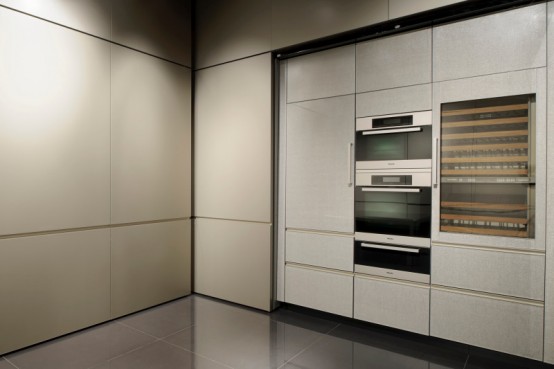 Disappearing Sleek And Polish Kitchen Design By Armani Casa