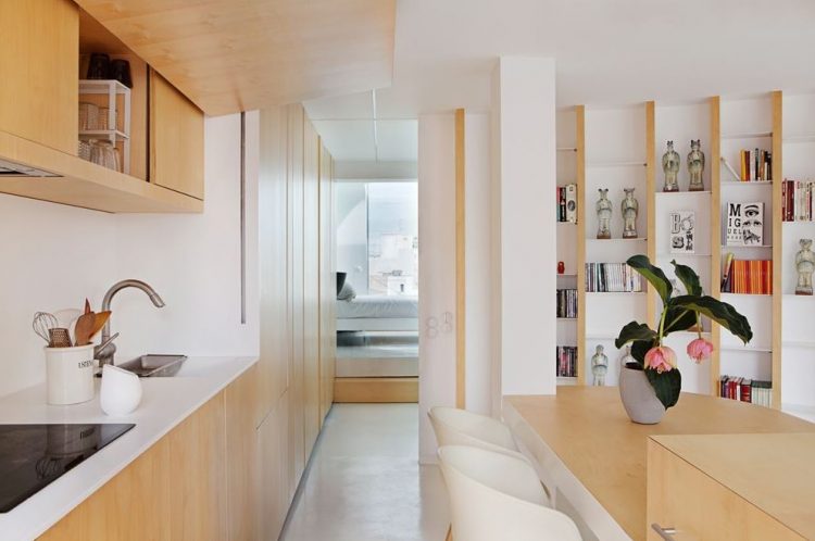 Edgy Modern Penthouse Design In White And Light Colored Wood