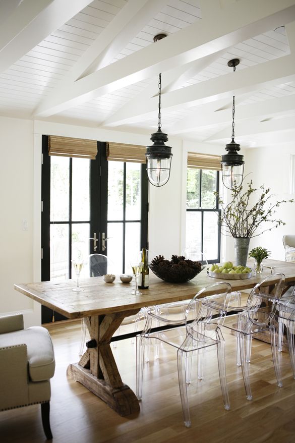 farmhouse dining rooms inspired table modern lighting farm zones lights decor decorating chairs kitchen wood industrial french doors digsdigs living