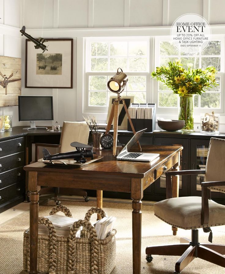 Work In Coziness: 20 Farmhouse Home Office Décor Ideas 