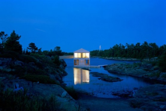 Floating Cedar House On The Side Of Lake Huron Floating Cedar House On The Side Of Lake Huron