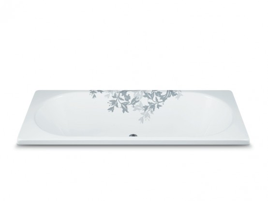 Floral Ornament Steel Bathtub