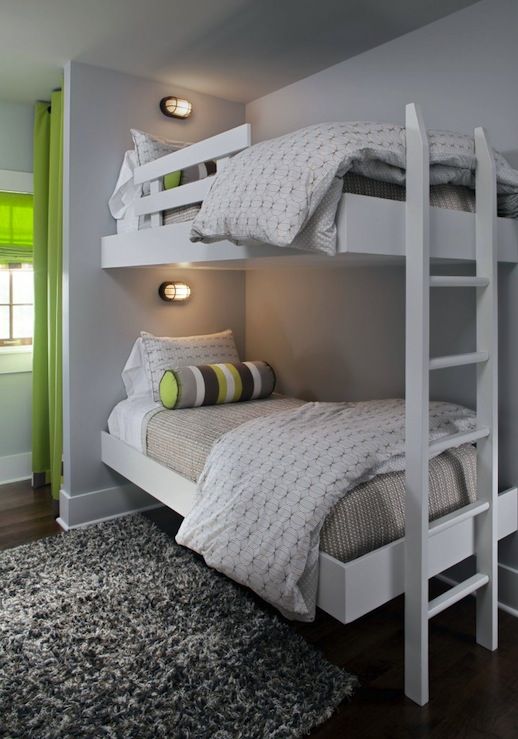 light grey bunk beds