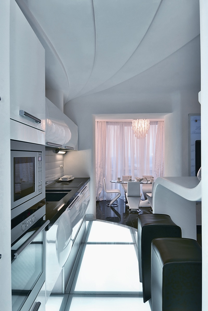 futuristic interior the lighting  decorations system  the unusual  original apartment and design small apartment ,