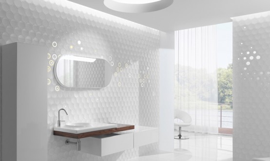 bathroom wall tiles, black and white ceramic tiles, futuristic bathroom, gorgeous ceramic tiles, kale, wall tiles, wall treatments, bathroom appliances, ceramic tiles