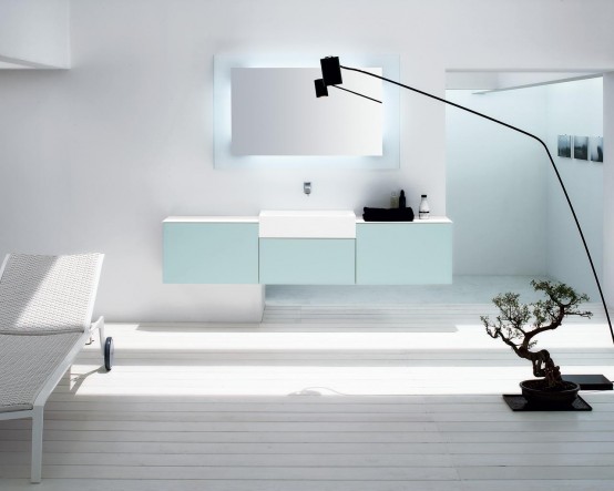 Glossy Vanity For Minimalist Bathroom Trenta5 By Arlex Italia
