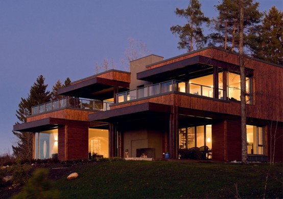 brown house design, brown house exterior, forest house design, forest houses, house in forest, willa nordic, modern home designs