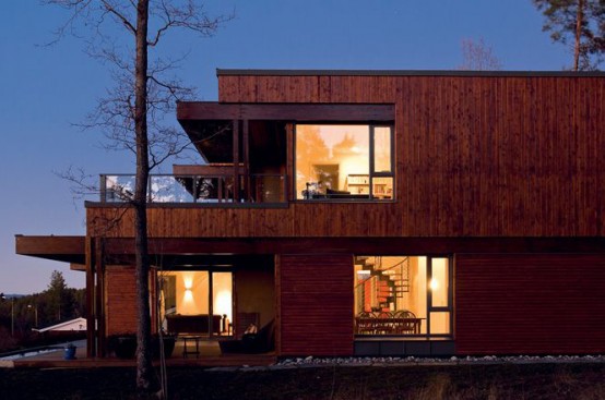 brown house design, brown house exterior, forest house design, forest houses, house in forest, willa nordic, modern home designs