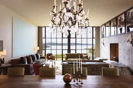 House With A Contrasting Interior Nestled Into The Rocks