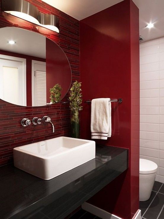22 Ideas To Use Marsala For Bathroom Décor - DigsDigs