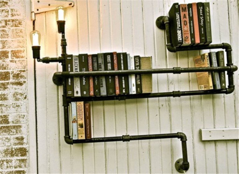 Industrial Black Plumber Bookshelves | DigsDigs