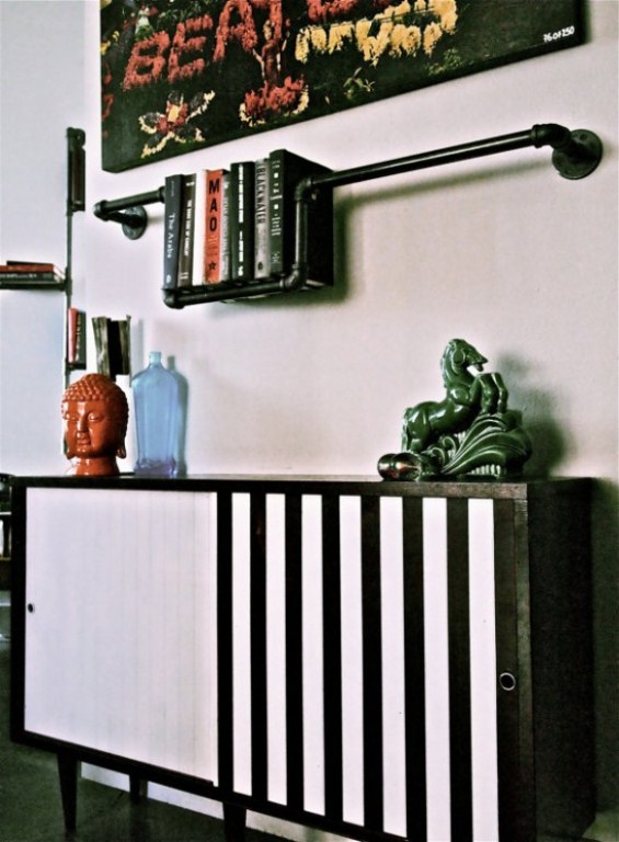 Industrial Black Plumber Bookshelves | DigsDigs