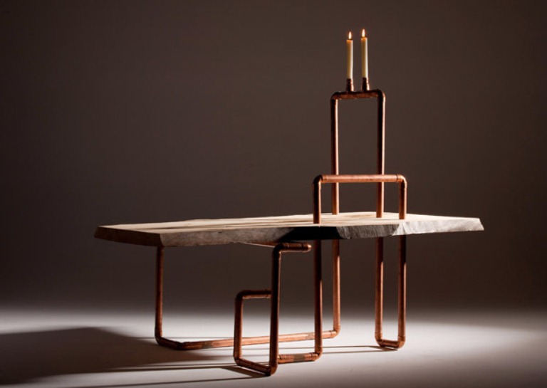 Copper Pipe and Wood Furniture