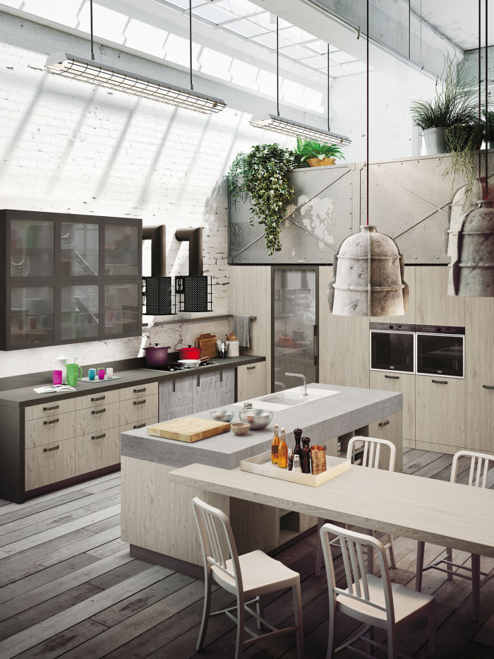 Industrial Loft Kitchen With Light Wood In Design - DigsDigs