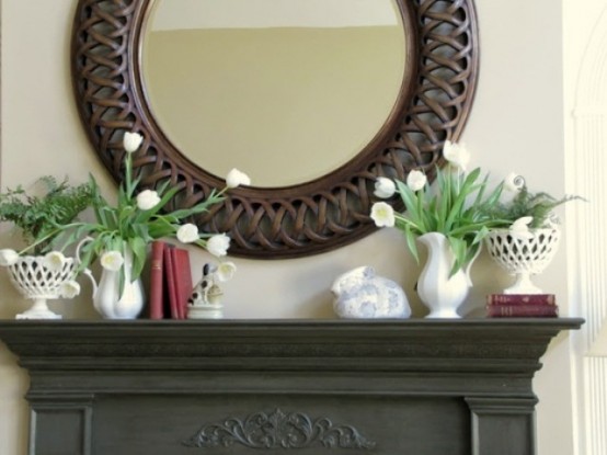 inspiring spring mantels 59 554x415 Thiết kế “Thổi bừng” hương sắc mùa xuân cho không gian nội thất