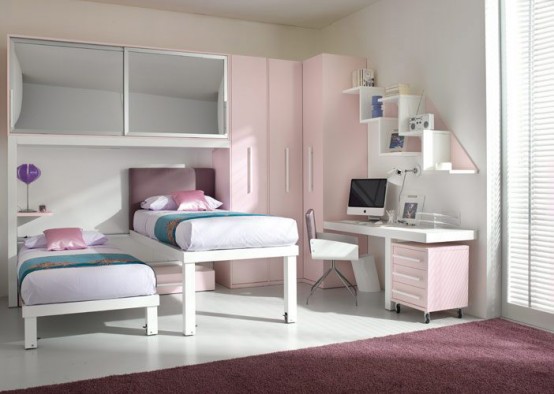 kids pink loft beds