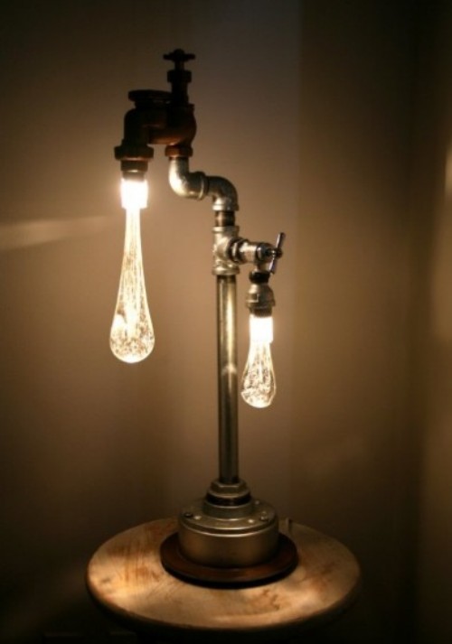 Lamps In Industrial And Retro Style Made Of Recycled Plumbing ...