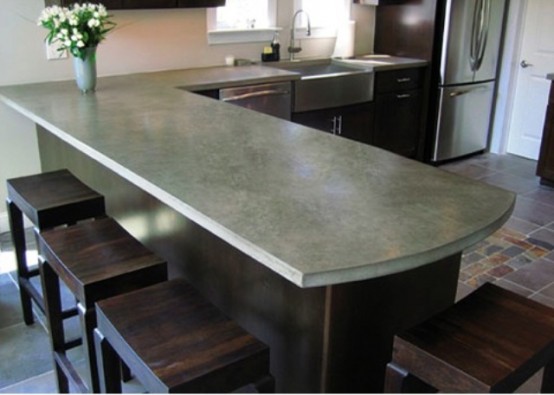 Minimalist Concrete Kitchen Countertops