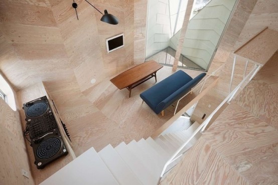 Minimalist Larch Covered Tsubomi House With 7 Split Levels