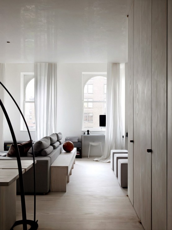 Minimalist Light Wood Loft With Smart Solutions