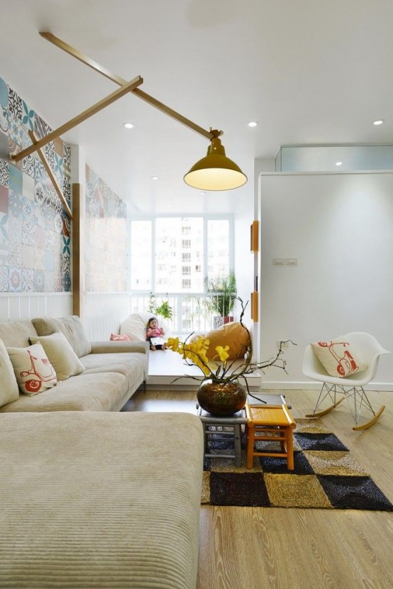 Modern Apartment Design With Colorful Wall Tiles And Accents Modern Apartment Design With Colorful Wall Tiles And Accents