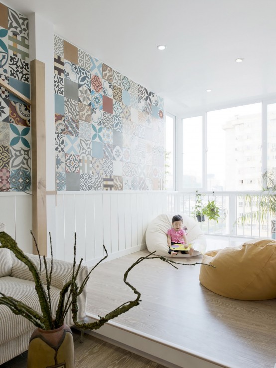 Modern Apartment Design With Colorful Wall Tiles And Accents Modern Apartment Design With Colorful Wall Tiles And Accents