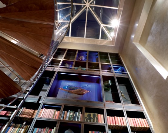 The interior   of a home library