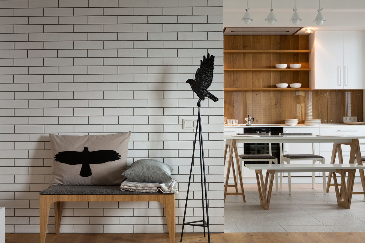 Modern Kiev Apartment With White Brick Walls | DigsDigs