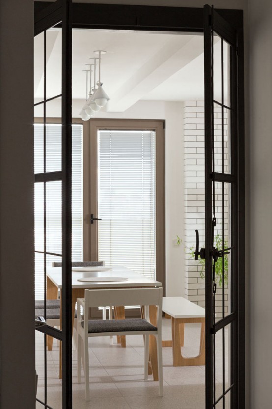 Modern Kiev Apartment With White Brick Walls