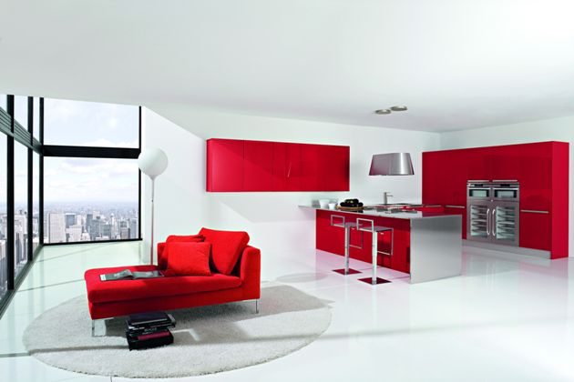 Modern Kitchen Designs With Red And White Cabinets Home